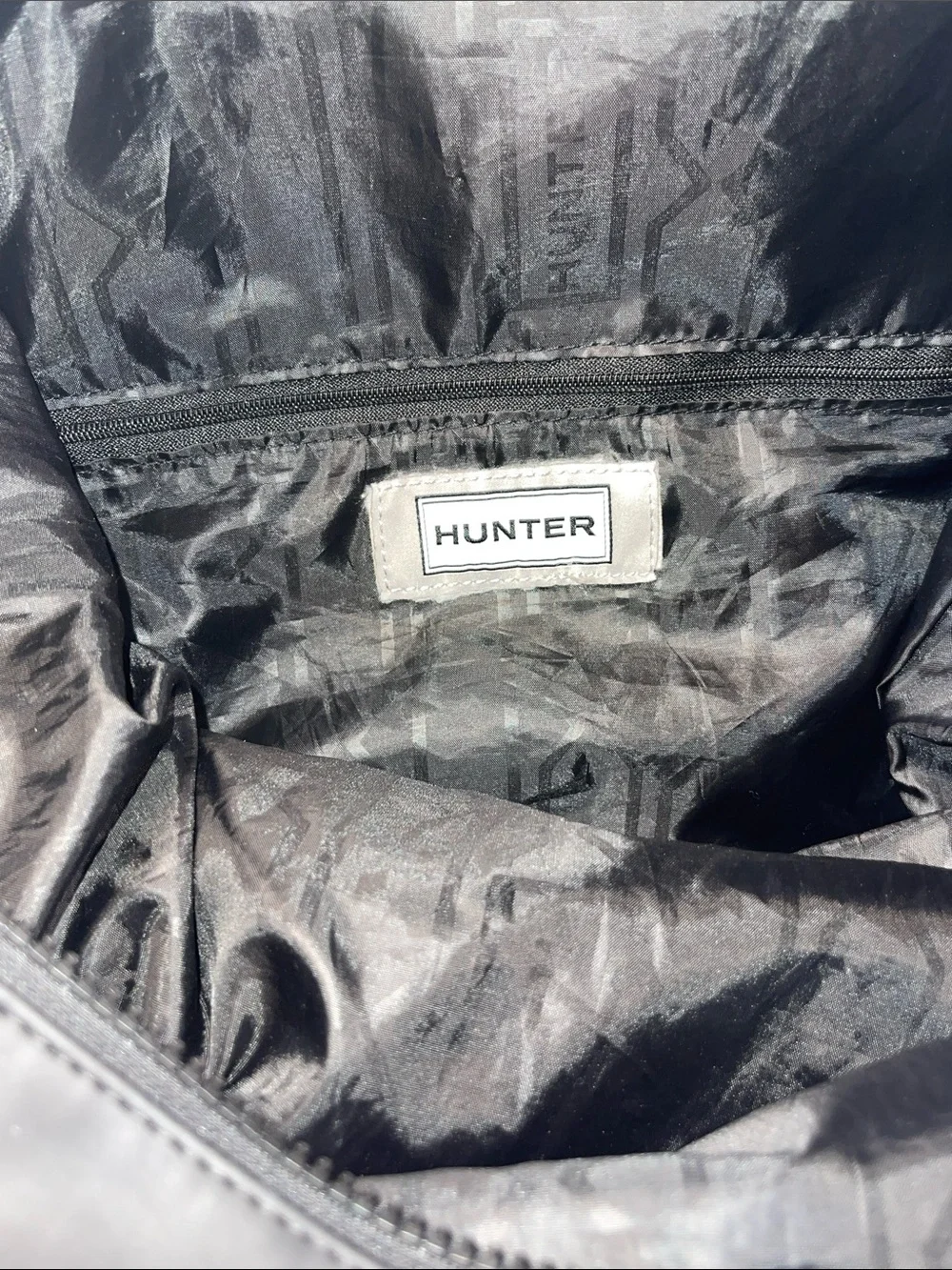 Hunter Original Roll Top Rubberized Backpack Black Water Resistant Travel Bag